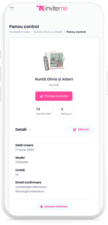 Tableau de bord InviteMe.fr
