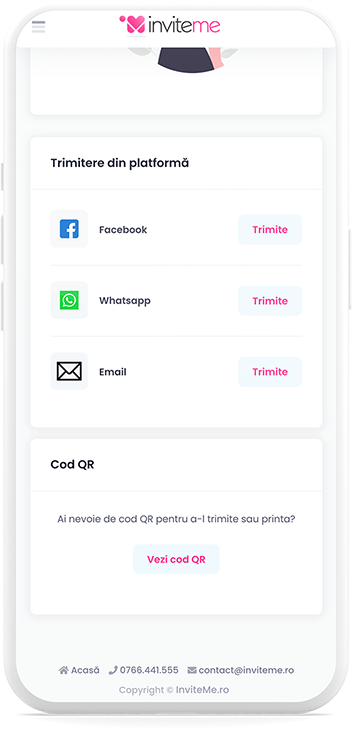 Deuxième étape d'envoi d'invitation - InviteMe.fr