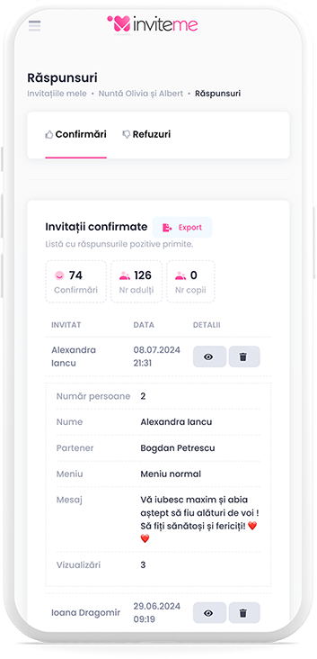 Détail d'une confirmation - InviteMe.fr