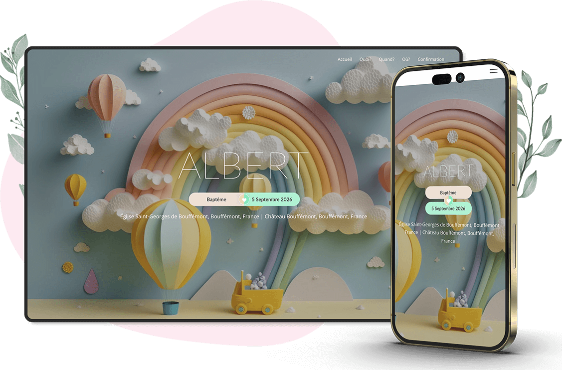 Modèle d'invitation en ligne pour Baptême : personnalisez Destiny selon vos envies.