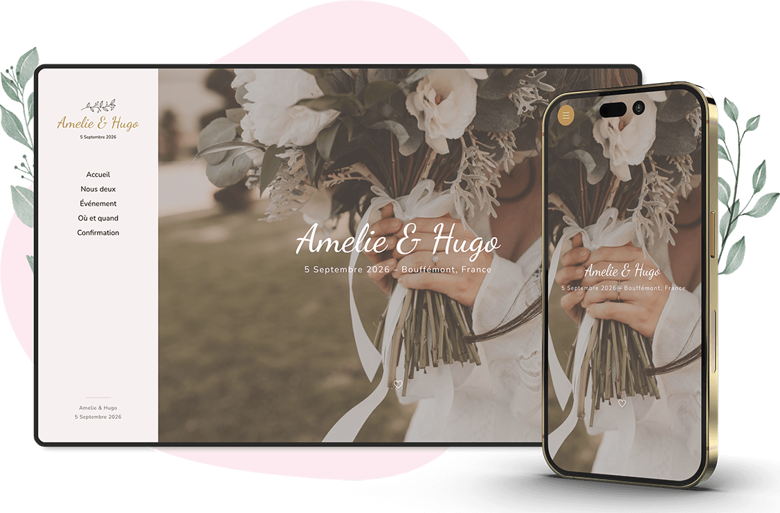 Modèle d'invitation en ligne pour Mariage : personnalisez Celestial selon vos envies.