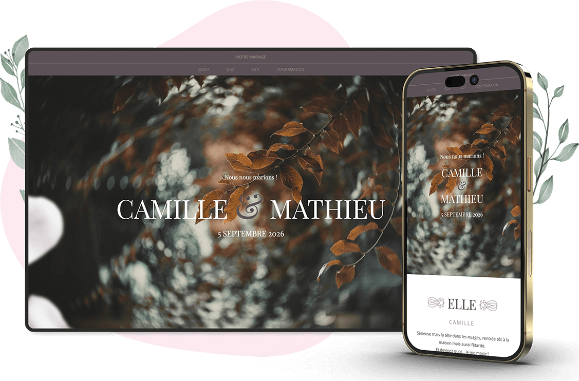 Modèle d'invitation en ligne pour Mariage : personnalisez Classy selon vos envies.