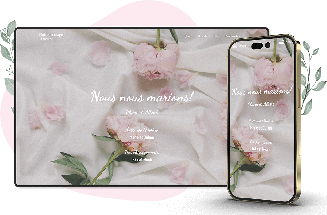 Modèle d'invitation en ligne pour Mariage : personnalisez Forever selon vos envies.