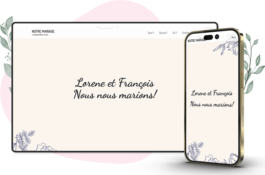 Modèle d'invitation en ligne pour Mariage : personnalisez Simple love selon vos envies.
