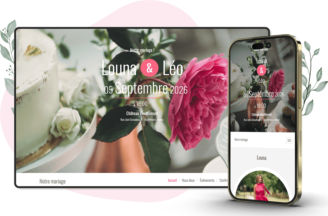 Modèle d'invitation en ligne pour Mariage : personnalisez Sublime selon vos envies.